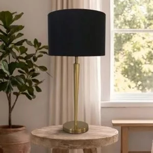 Đèn bàn chụp vải, thân kim loại si vàng đồng cao cấp DB-318