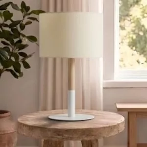 Đèn bàn chụp vải, thân gỗ nghệ thuật DB-336