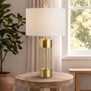 Đèn bàn chao vải, thân kim loại si cao cấp DB-348