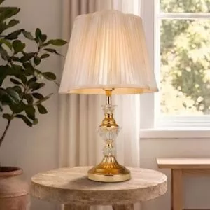 Đèn bàn chụp vải trắng, thân phối phale nghệ thuật DB-387