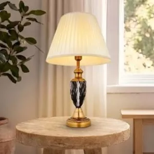 Đèn bàn chụp vải trắng, thân phối phale nghệ thuật DB-390