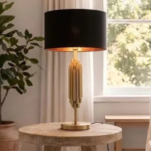 Đèn bàn chụp vải đen, thân kim loại thiết kế nghệ thuật DB-392