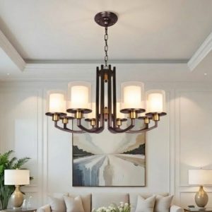 Đèn gắn trần phòng khách, bán cổ điển, màu nâu giả cổ DC-100