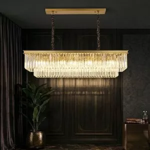 Đèn gắn trần phòng khách-bàn ăn kiểu ngang, Phale thẻ phối khung vàng DC-1032