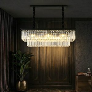 Đèn gắn trần phòng khách-bàn ăn kiểu ngang, Phale thẻ phối khung đen  DC-1033