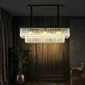 Đèn gắn trần phòng khách-bàn ăn kiểu ngang, Phale thẻ phối khung đen DC-1033