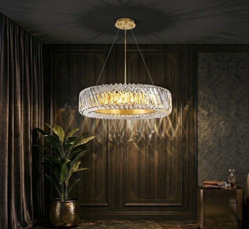 Đèn thả phòng khách-bàn ăn, mâm inox vàng phối phale nghệ thuật DC-104 - Hình ảnh 2