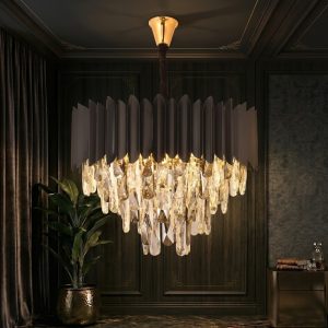 Đèn chùm phale, thiết kế kiểu tròn, thẻ phale màu xám khói cao cấp DC-1059