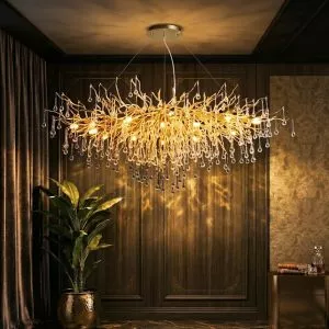 Đèn chùm hiện đại, thiết kế phong cách Serip, hạt thủy tinh trong cao cấp DC-1082