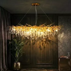 Đèn chùm hiện đại, thiết kế Serip thả ngang, hạt thủy tinh cao cấp DC-1083