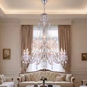 Đèn chùm phòng khách, phong cách Ý, phale màu trắng cao cấp DC-1102