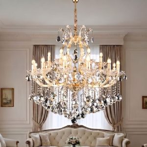 Đèn chùm phòng khách, phong cách Ý, phale trắng phối vàng cao cấp DC-1106