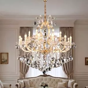 Đèn chùm phòng khách, phong cách Ý, phale trắng phối vàng cao cấp DC-1106