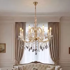 Đèn chùm phòng khách, phong cách Ý, phale trắng phối vàng cao cấp DC-1107