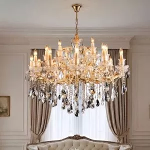 Đèn chùm phòng khách, phong cách Ý, phale trắng phối vàng cao cấp DC-1108
