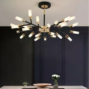 Đèn gắn trần phòng khách-bàn ăn, kim loại phối ống thủy tinh nghệ thuật DC-135