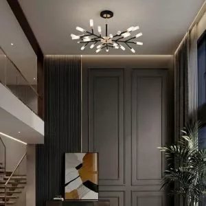 Đèn gắn trần phòng khách-bàn ăn, kim loại phối ống thủy tinh nghệ thuật DC-135