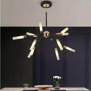 Đèn gắn trần phòng khách-bàn ăn, 12 ống thủy tinh nghệ thuật DC-137