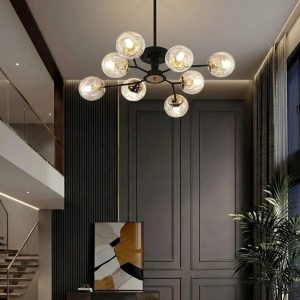 Đèn gắn trần phòng khách-bàn ăn hiện đại 8 chao thủy tinh DC-147