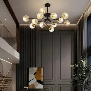 Đèn gắn trần Phòng Khách-Bàn Ăn 12 chao thủy tinh hiện đại DC-148