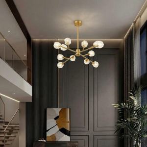 Đèn gắn trần Bắc Âu, 12 chao thủy tinh cao cấp DC-151/12