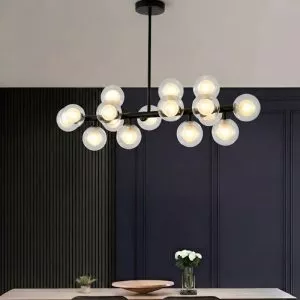 Đèn thả kiểu ngang, thân sơn đen, chao thủy trong 2 lớp16 Bóng DC-154D