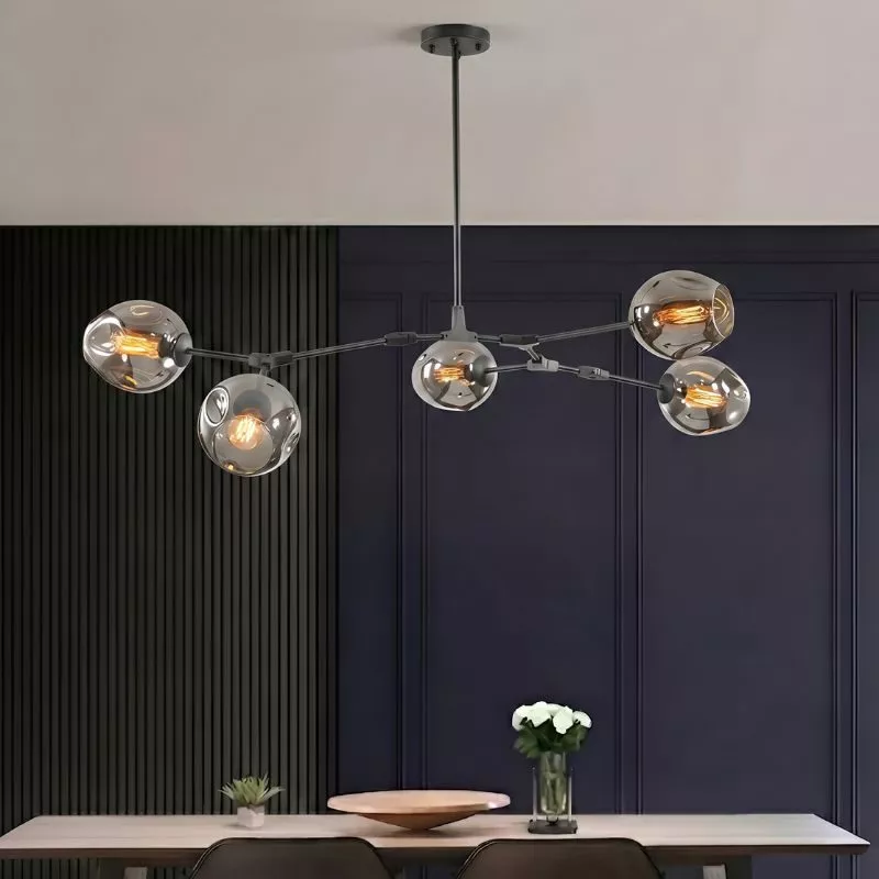 Đèn gắn trần ngang - 5 chao thủy tinh nghệ thuật DC-159