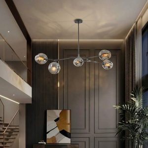 Đèn gắn trần ngang – 5 chao thủy tinh nghệ thuật DC-159