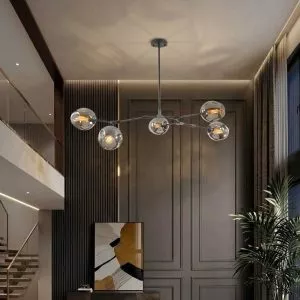 Đèn gắn trần ngang – 5 chao thủy tinh nghệ thuật DC-159