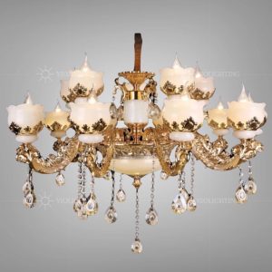 Đèn chùm phòng khách-bàn ăn, thân hợp kim, phối chao thủy tinh DC-2044