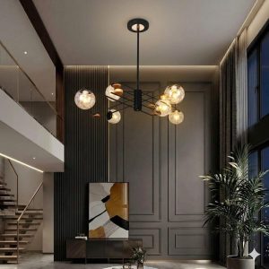 Đèn gắn trần phòng khách-bàn ăn, chao thủy tinh nghệ thuật DC-2103