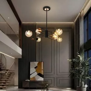 Đèn gắn trần phòng khách-bàn ăn, chao thủy tinh nghệ thuật DC-2103