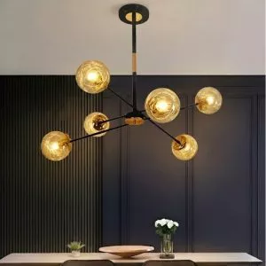 Đèn gắn trần phòng khách-bàn ăn, chao thủy tinh nghệ thuật DC-2105