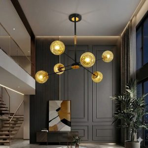 Đèn gắn trần phòng khách-bàn ăn, chao thủy tinh nghệ thuật DC-2105