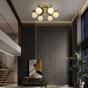 Đèn chùm hiện đại – chao thủy tinh thiết kế 6 bóng DC-2106