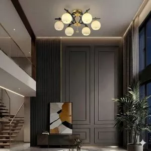 Đèn chùm hiện đại – chao thủy tinh thiết kế 6 bóng DC-2106