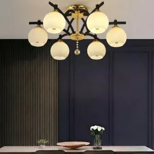 Đèn chùm hiện đại – chao thủy tinh thiết kế 6 bóng DC-2106