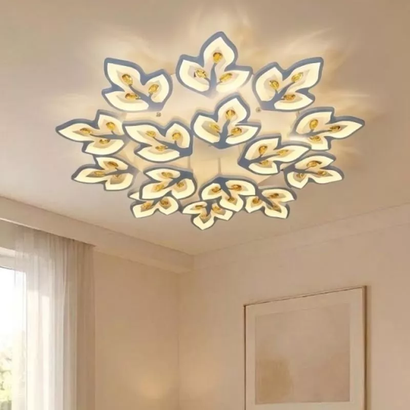 Đèn ốp trần hiện đại, thiết kế hình bông hoa, đính phale nghệ thuật OT-045