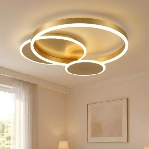 Đèn ốp trần hiện đại, thiết kế vòng tròn đơn giản màu vàng OT-076