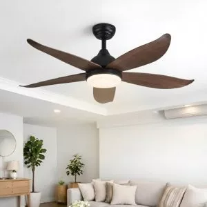 Quạt trần đèn,5 cánh gỗ, thiết kế hiện đại QT-153