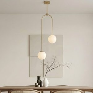 Đèn thả decor – phong cách moonlight, khung kim loại si vàng đồng, treo đứng TDC-154