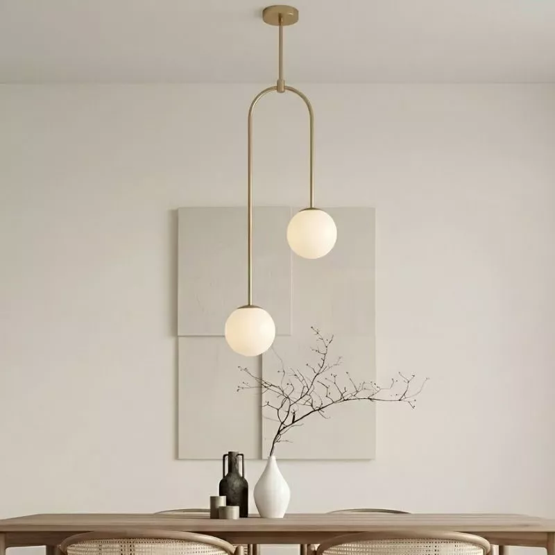Đèn thả decor - phong cách moonlight, khung kim loại si vàng đồng, treo đứng TDC-154