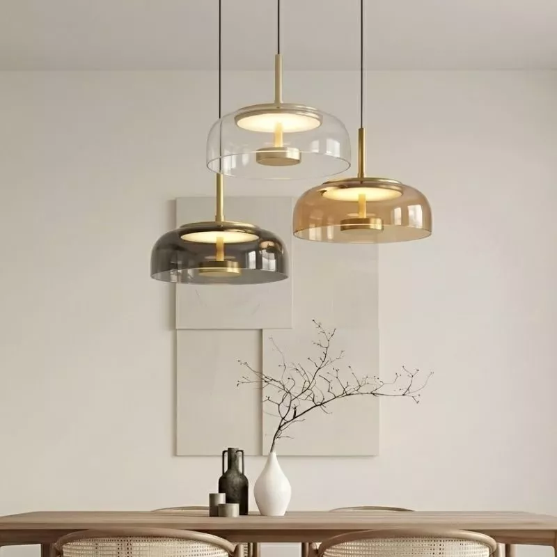 Đèn thả decor - Chao thủy tinh màu, ánh sáng led hiện đại TDC-179