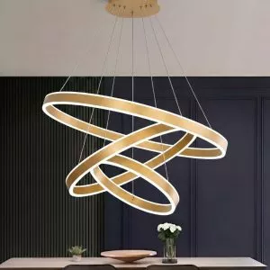 Đèn Thả LED 3 Vòng Viền Vàng Hiện Đại TDC-180