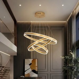 Đèn Thả LED 3 Vòng Viền Vàng Hiện Đại TDC-180