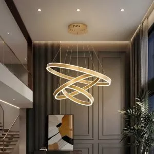 Đèn Thả LED 3 Vòng Viền Vàng Hiện Đại TDC-180