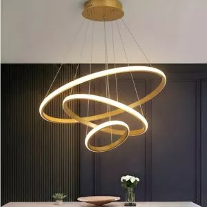 Đèn Thả LED 3 Vòng, thân vàng xước – Giá Rẻ TDC-188V