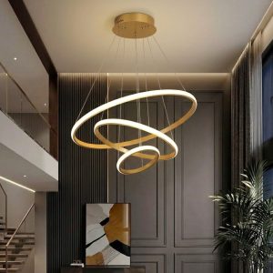 Đèn Thả LED 3 Vòng, thân vàng xước – Giá Rẻ TDC-188V