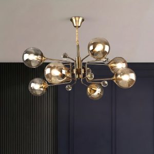 Đèn gắn trần phòng khách-bàn ăn, kiểu Bắc Âu, chao thủy tinh màu TDC-194