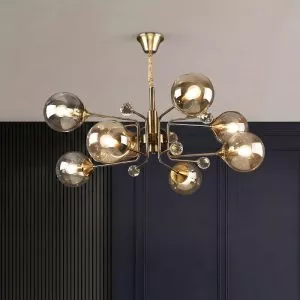 Đèn gắn trần phòng khách-bàn ăn, kiểu Bắc Âu, chao thủy tinh màu TDC-194